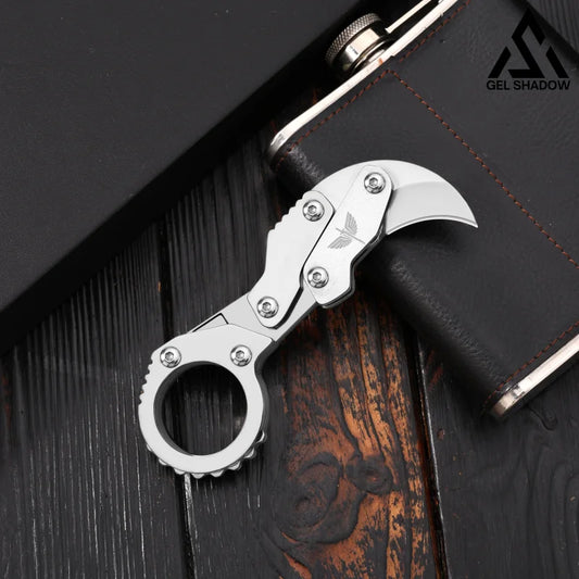 GS185 Eagle Beak Full Steel Folding Knife Gadget Ring Knife